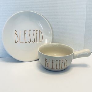 Rae Dunn Blessed Soup Bowl With Saucer Artisan Collection By Magenta New Qty 2